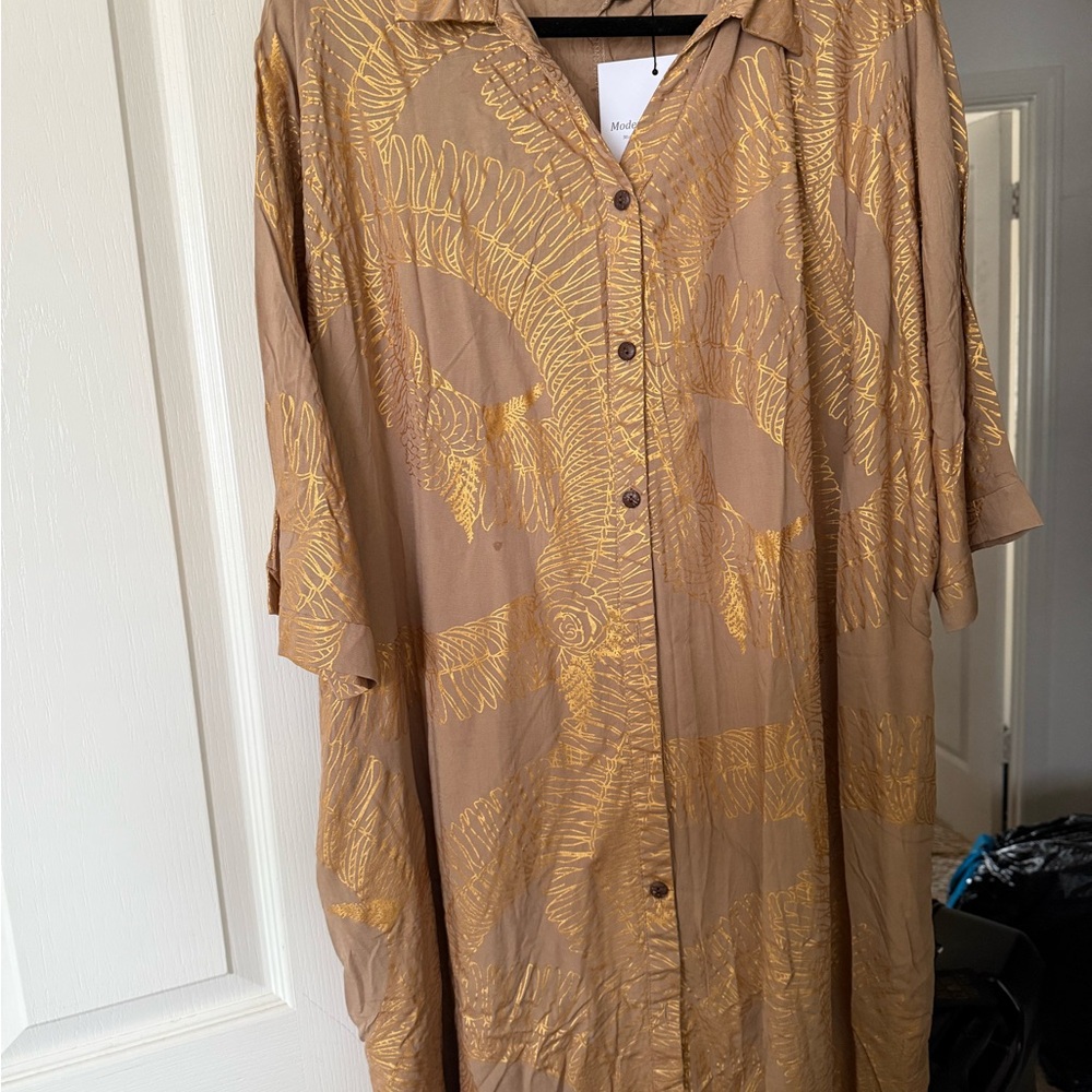 Lexbreezy Brown and Gold Midi Dress
